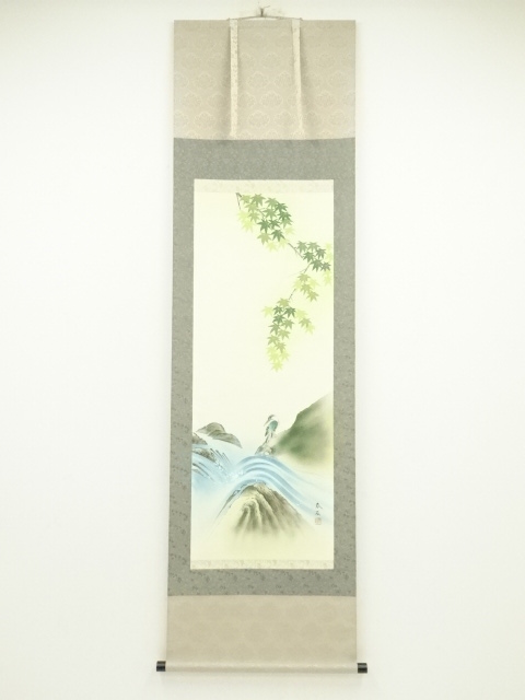 JAPANESE HANGING SCROLL / HAND PAINTED / FISHER KING